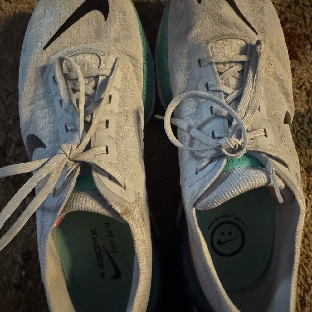 Nike ZoomX White and Teal Running Shoes, Men’s 13